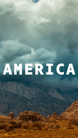 Vertical-Video-Of-Mountains-And-Desert-Landscape-In-American-National-Park-Overlaid-With-Animated-Graphic-Spelling-Out-America